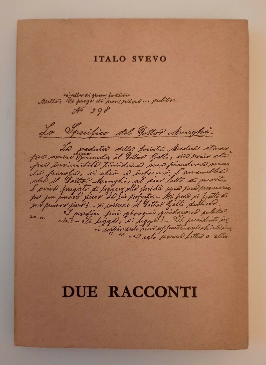 ITALO SVEVO DUE RACCONTI ALL'INSEGNA DEL PESCE D'ORO 1967