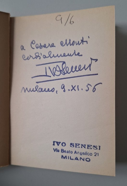 IVO SANESI A SERA VERSI MILANO 1956 AUTOGRAFATO