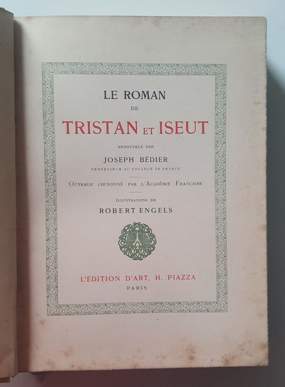 J. BEDIER LE ROMAN DE TRISTAN ISEUT ED. D'ART H. …