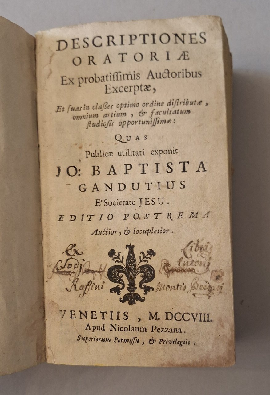 JO BAPTISTA GANDUTIUS DESCRIPTIONES ORATORIAE PEZZANA 1708