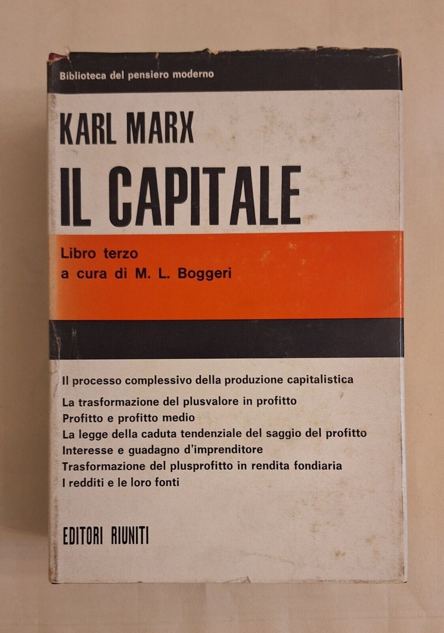 KARL MARX IL CAPITALE LIBRO TERZO EDITORI RIUNITI 1968