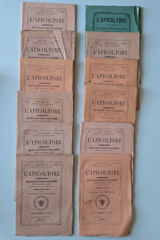 L'APICOLTORE GIORNALE DELL'ASSOCIAZIONE ... MILANO ANNATE 1868-69-70-71-72