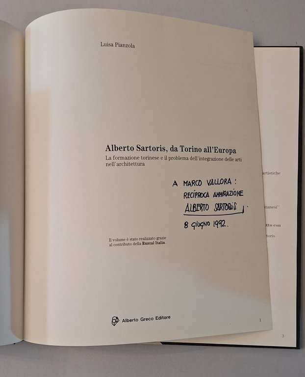 L. PIANZOLA ALBERTO SARTORIS DA TORINO ALL'EUROPA A. GRACO ED. …