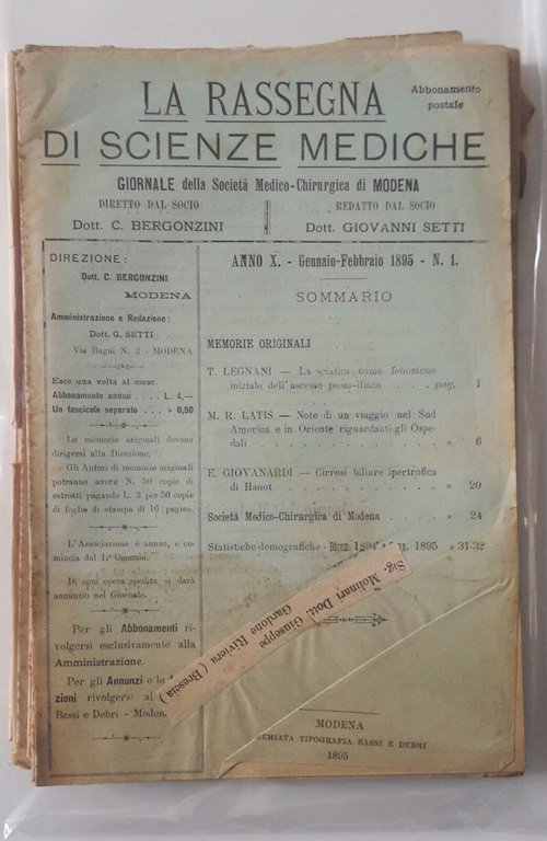 LA RASSEGNA DI SCIENZE MEDICHE SOCIETA' MEDICO CHIRURGICA DI MODENA …