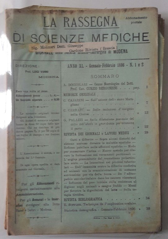 LA RASSEGNA DI SCIENZE MEDICHE SOCIETA' MEDICO CHIRURGICA DI MODENA …