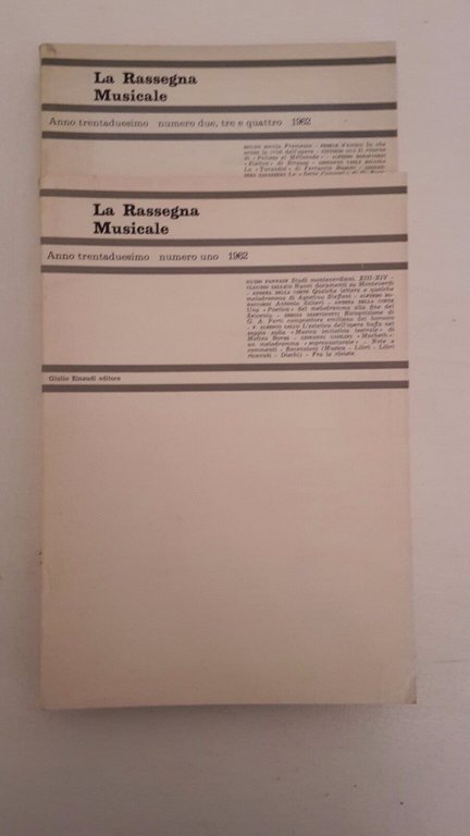 LA RASSEGNA MUSICALE ANNO TRENTADUESIMO 1962 ANNATA COMPLETA 2 NUMERI