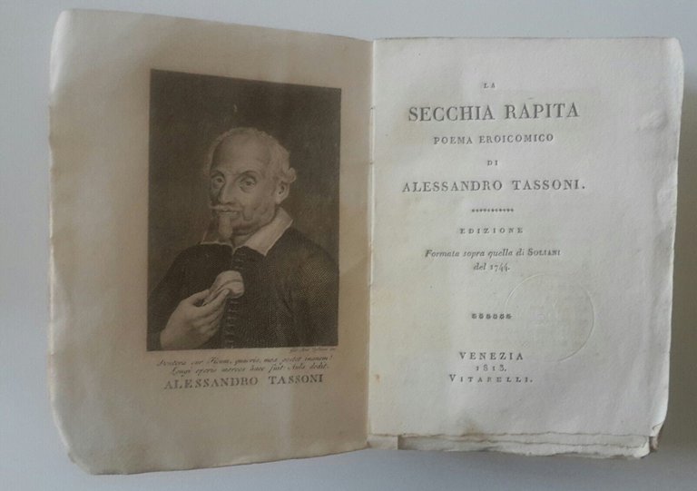 LA SECCHIA RAPITA POEMA EROICOMICO DI A. TASSONI VENEZIA 1813 …