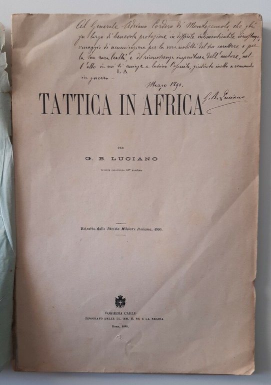 LA TATTICA IN AFRICA PER G.B. LUCIANO CARLO VOGHERA 1890