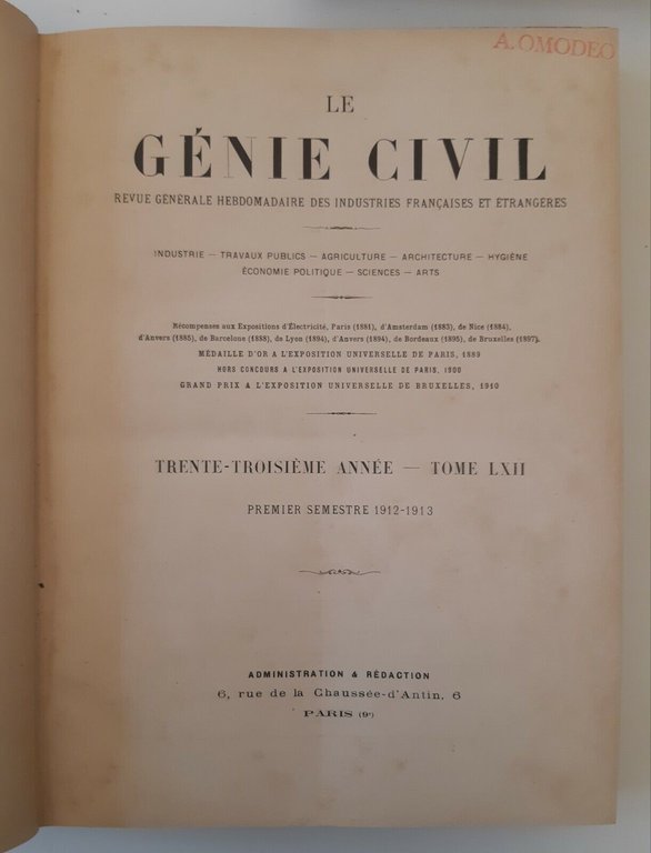 LE GENIE CIVIL REVUE GENERALE HEBDOMADAIRE INDUSTRIES ...ANNATA 1913 2 …