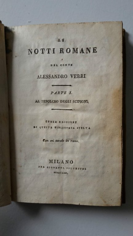 LE NOTTI ROMANE DEL CONTE ALESSANDRO VERRI MILANO PER GIOVANNI …