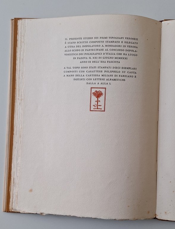 LE ORIGINI DELLA STAMPA NEL VERONESE MONDADORI 1931