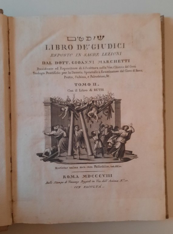 LIBRO DI SAMUELE ESPOSTO IN SAGRE LEZIONI G. MARCHETTI V. …