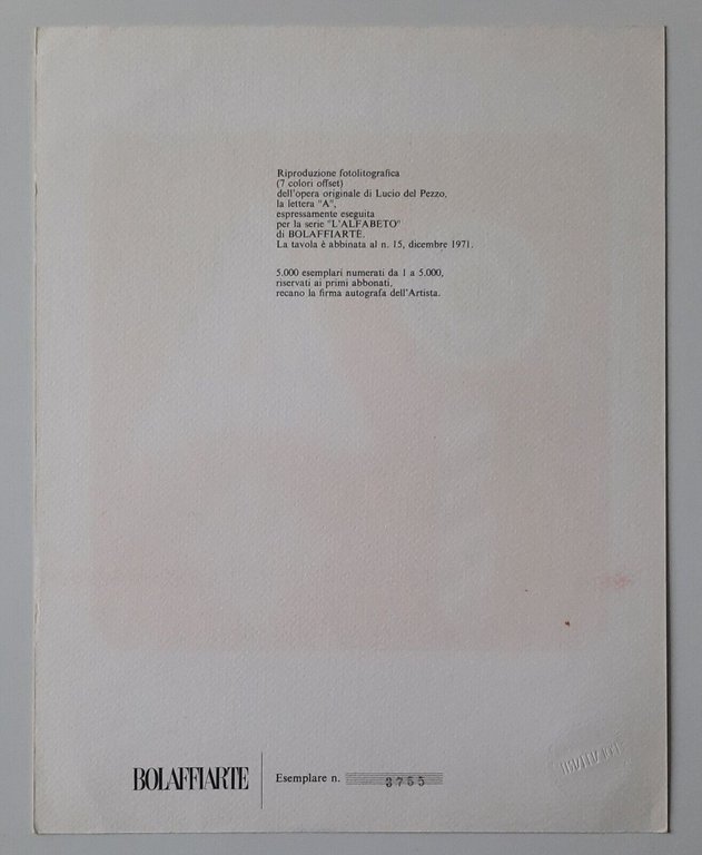 LUCIO DEL PEZZO LITO BOLAFFI 1971 FIRMATA