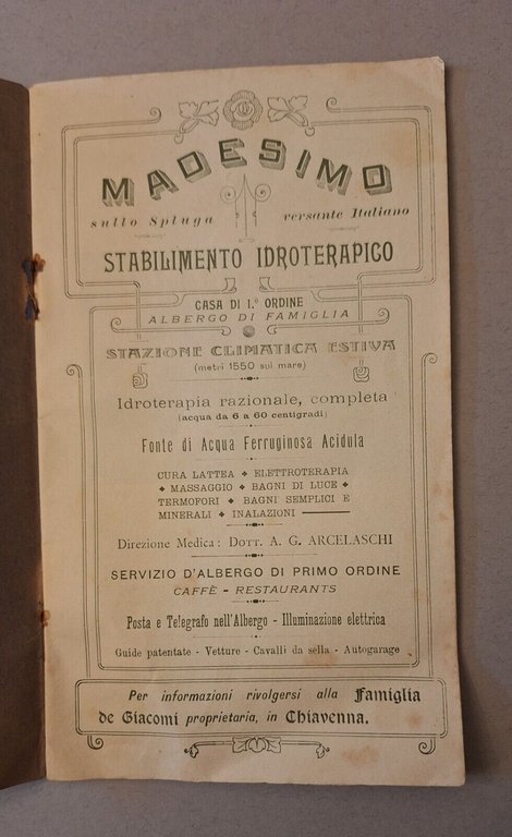 MADESIMO SULLO SPLUGA STABILIMENTO IDROTERAPICO 1908