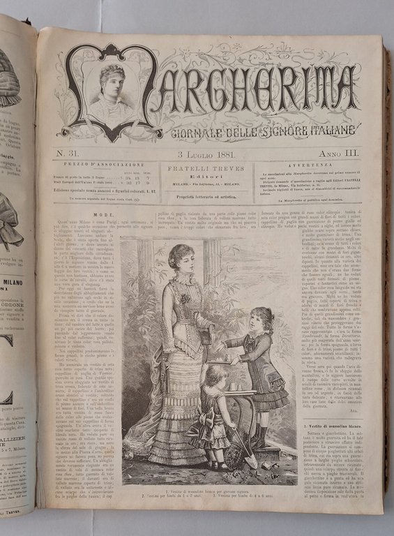MARGHERITA GIORNALE DELLE SIGNORE ITALIANE MODE E LETTERATURA TREVES 1881 …