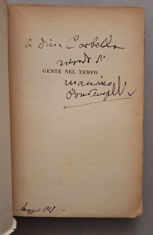 MASSIMO BONTEMPELLI GENTE NEL TEMPO ED. BARION 1937 AUTOGRAFATO