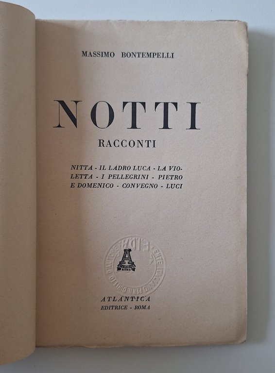 MASSIMO BONTEMPELLI NOTTI RACCONTI ATLANTICA 1945 | Immagine Gallery 3