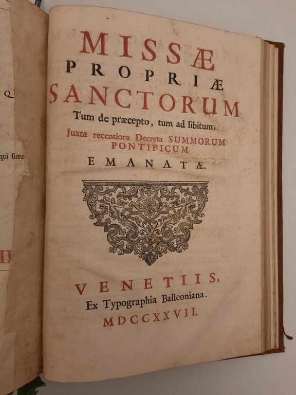 MISSALE ROMANUM EX DECRETO SACROSANCTI CONCILIJ TRI. APUD CIERAS 1654