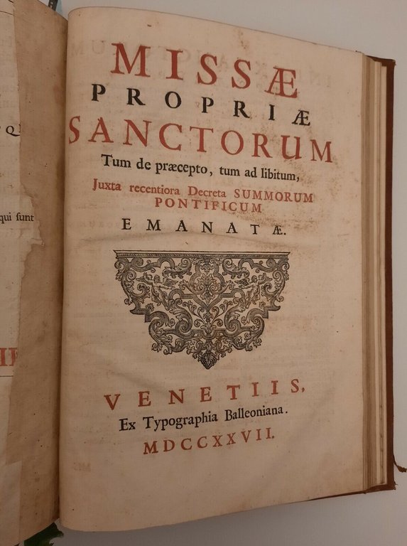 MISSALE ROMANUM EX DECRETO SACROSANCTI CONCILIJ TRI. APUD CIERAS 1654