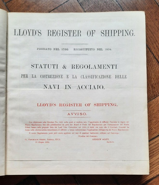 NAVI IN ACCIAIO STATUTI E REGOLAMENTI 1926 LLOYDS REGISTER OF …