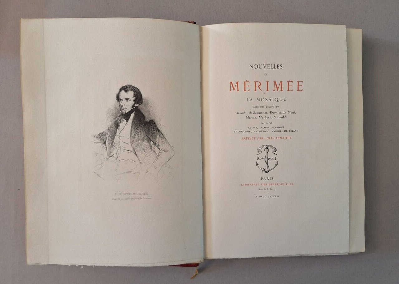 NOUVELLES DE MERIMEE' LA MOSAIQUE PARIS LIBRAIRE DE BIBLIOPHILES 1887