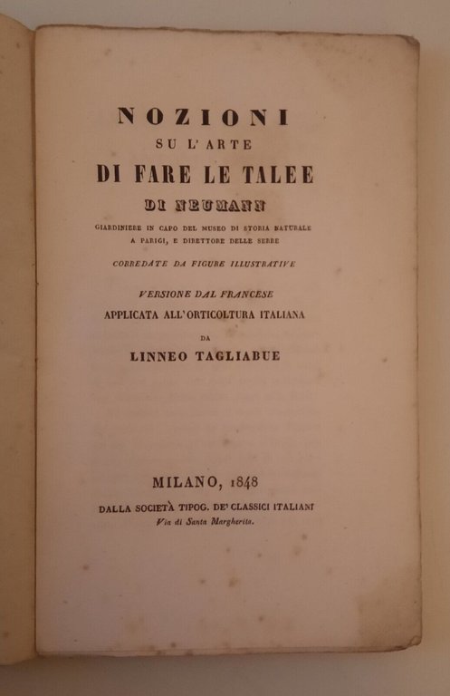 NOZIONI SU L'ARTE DI FARE LE TALEE DI NEUMANN MILANO …