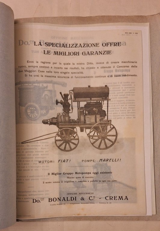 OFFICINE MECCANICHE BONALDI & c. IMPIANTI IRRIGAZIONE A PIOGGIA ARTIFICIALE