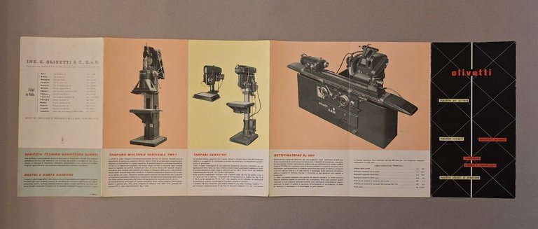 OLIVETTI MACCHINE PER SCRIVERE MACCHINE CONTABILI BROCHURE PIEGHEVOLE