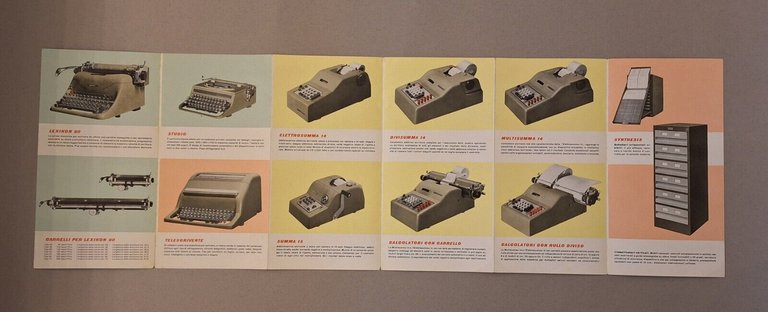OLIVETTI MACCHINE PER SCRIVERE MACCHINE CONTABILI BROCHURE PIEGHEVOLE