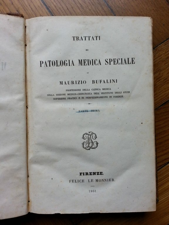 OPERE DI MAURIZIO BUFALINI TRATTATO DELLE FEBBRI LE MONNIER 1861