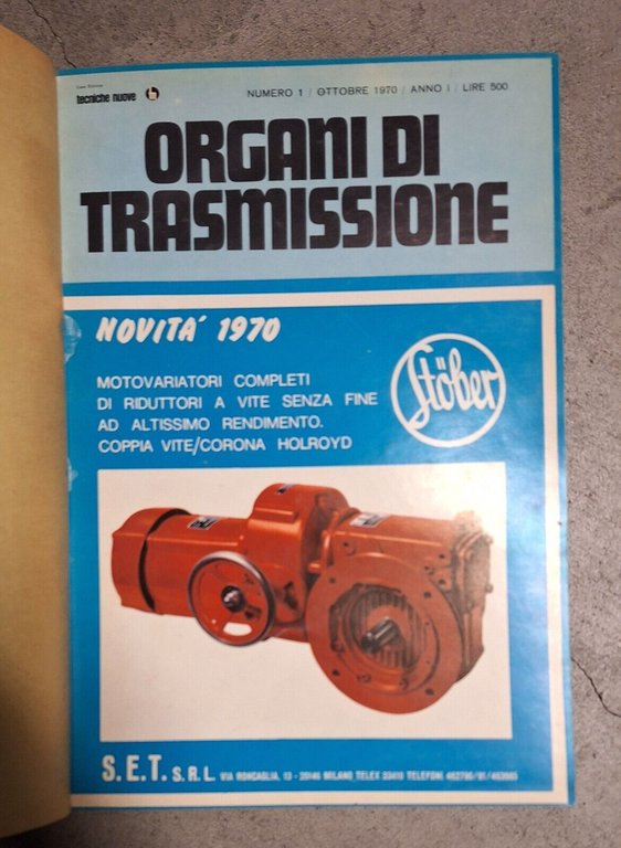 ORGANI DI TRASMISSIONE RIVISTA TECNICHE NUOVE ANNATE DAL 1970 AL …