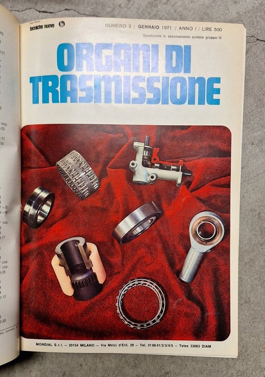 ORGANI DI TRASMISSIONE RIVISTA TECNICHE NUOVE ANNATE DAL 1970 AL …