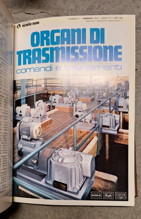 ORGANI DI TRASMISSIONE RIVISTA TECNICHE NUOVE ANNATE DAL 1970 AL …