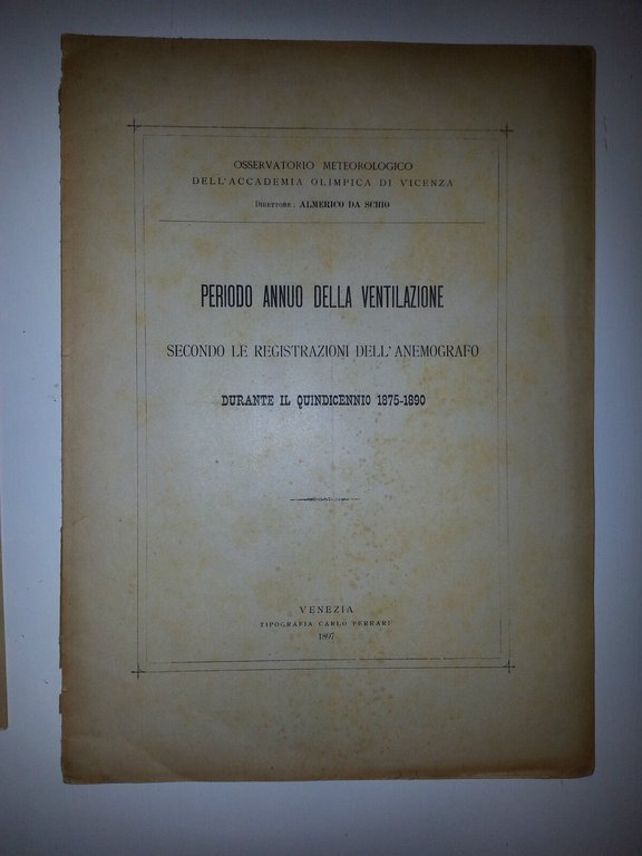 PERIODO ANNUO DELLE VENTILAZIONE SECONDO LE REGISTRAZIONI DELL'ANEMOGRAFO 1897