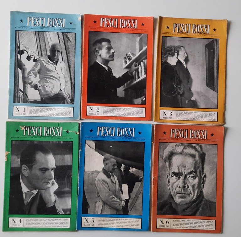 PESCI ROSSI MENSILE DI ATTUALITA' LETTERARIA N. 1-2-3-4-5-6 ANNO 1947 …