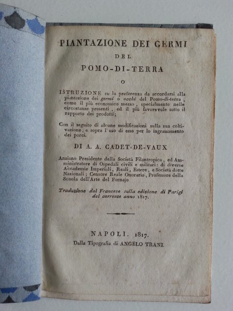 PIANTAZIONE DEI GERMI DEL POMO DI TERRA DI A.A.CADET DE …