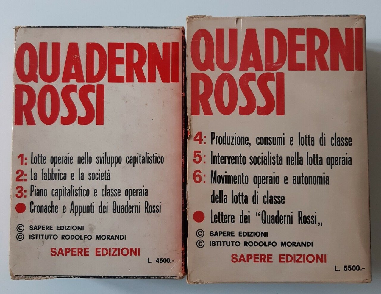 QUADERNII ROSSI 1-6 + 2 VOLUMI SAPERE ED. 1970