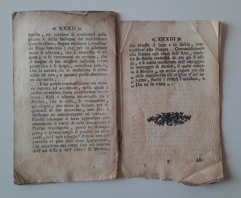 RAGIONAMENTO ALL'OBBLIGO D'ALLATTARE I PROPRI FIGLIUOLI CONTE BENVENUTO 1769