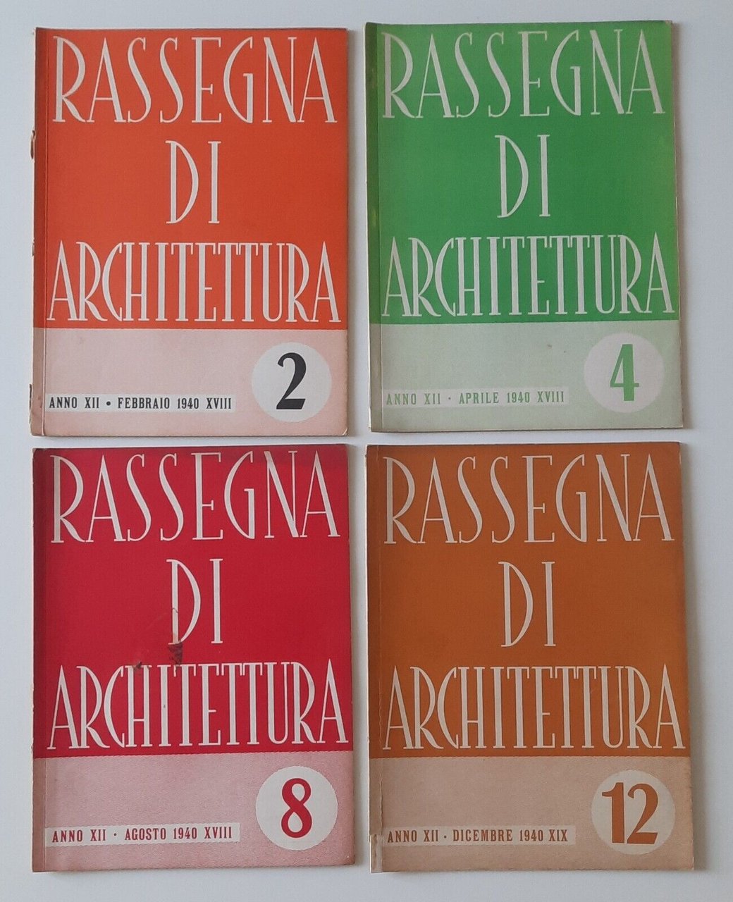 RASSEGNA CRITICA DI ARCHITETTURA NUMERO 2-4-8-12 1940 4 NUMERI