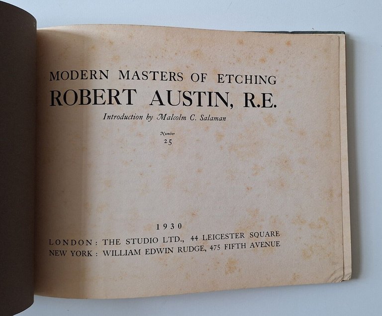 ROBERT AUSTIN MODERN MASTER OF ETCHING THE STUDIO 1930