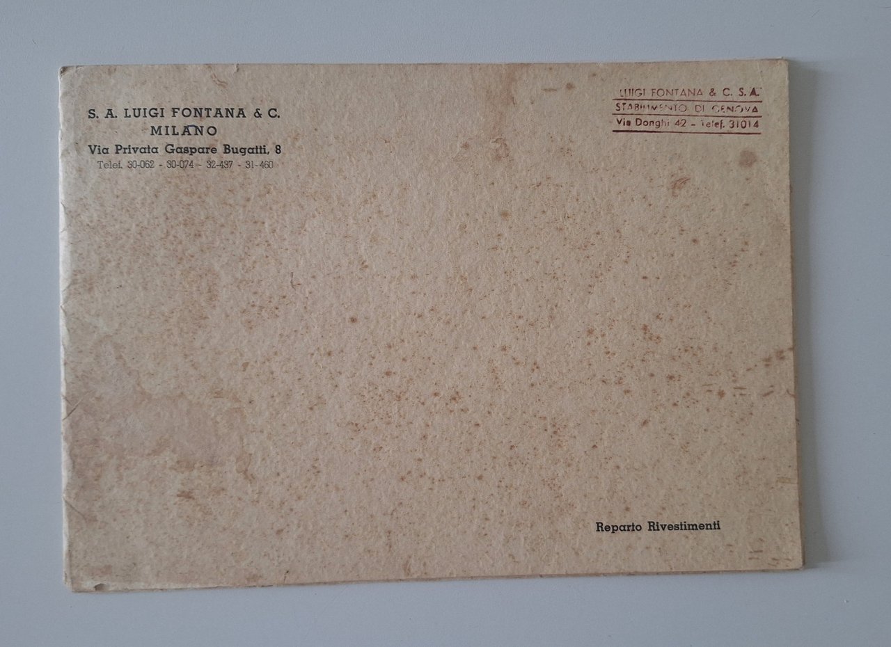 S.A. LUIGI FONTANA & C. MILANO CATALOGO REPARTO RIVESTIMENTI | Immagine principale