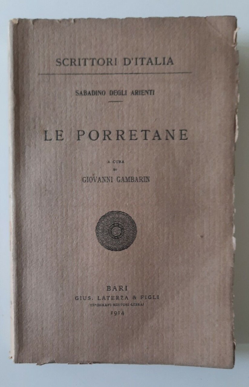 SABADINO DEGLI ARIENTI LE PORRETANE LATERZA 1914