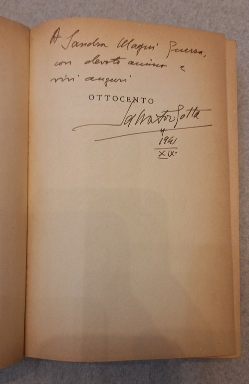 SALVATOR GOTTA OTTOCENTO ROMANZO BALDINI &CASTOLDI 1941 AUTOGRAFATO