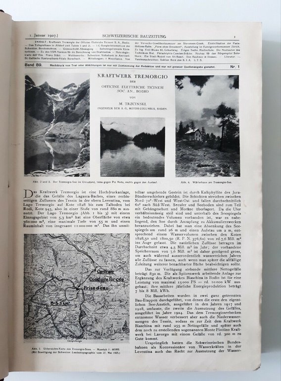 SCHWEIZERISCHE BAUZEITUNG REVUE POLYTECHNIQUE SUISSE ANNATA 1927