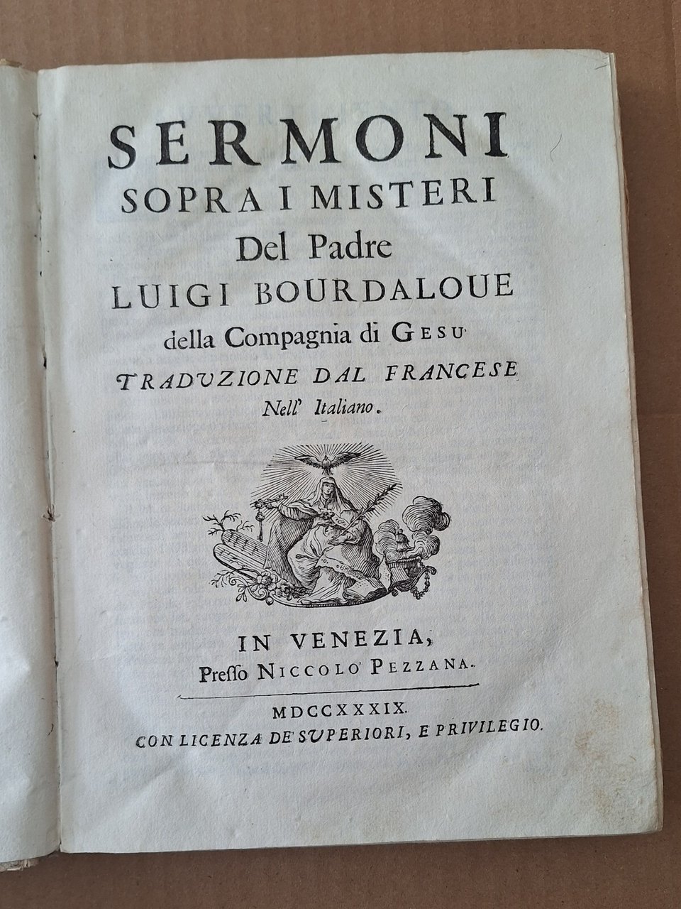 SERMONI SOPRA I MISTERI DEL PADRE LUIGI BOURDALOUE VENEZIA PEZZANA …