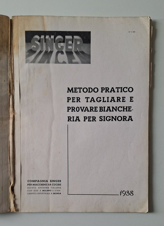 SINGER METODO PRATICO PER TAGLIARE BIANCHERIA DA SIGNORA 1938