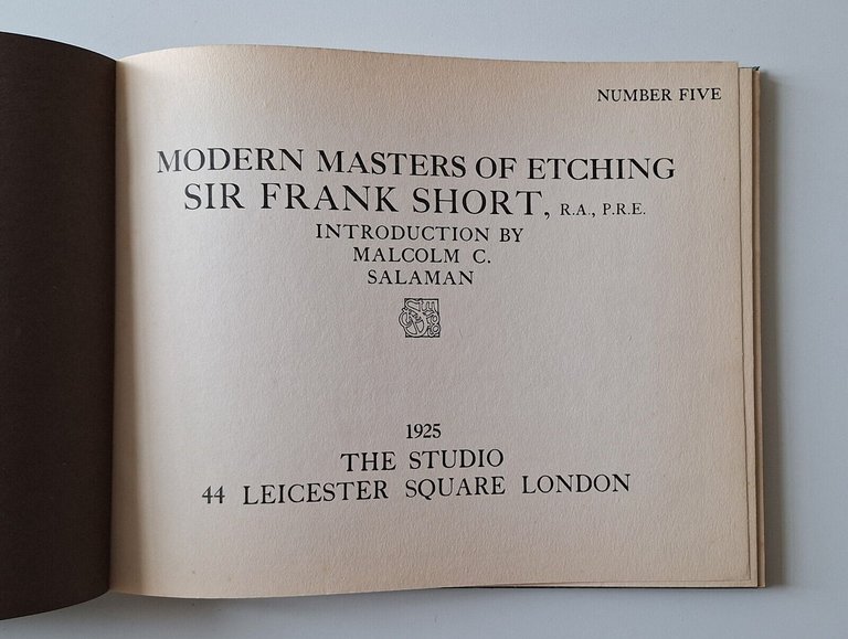 SIR FRANK SHORT MODERN MASTER OF ETCHING THE STUDIO 1925