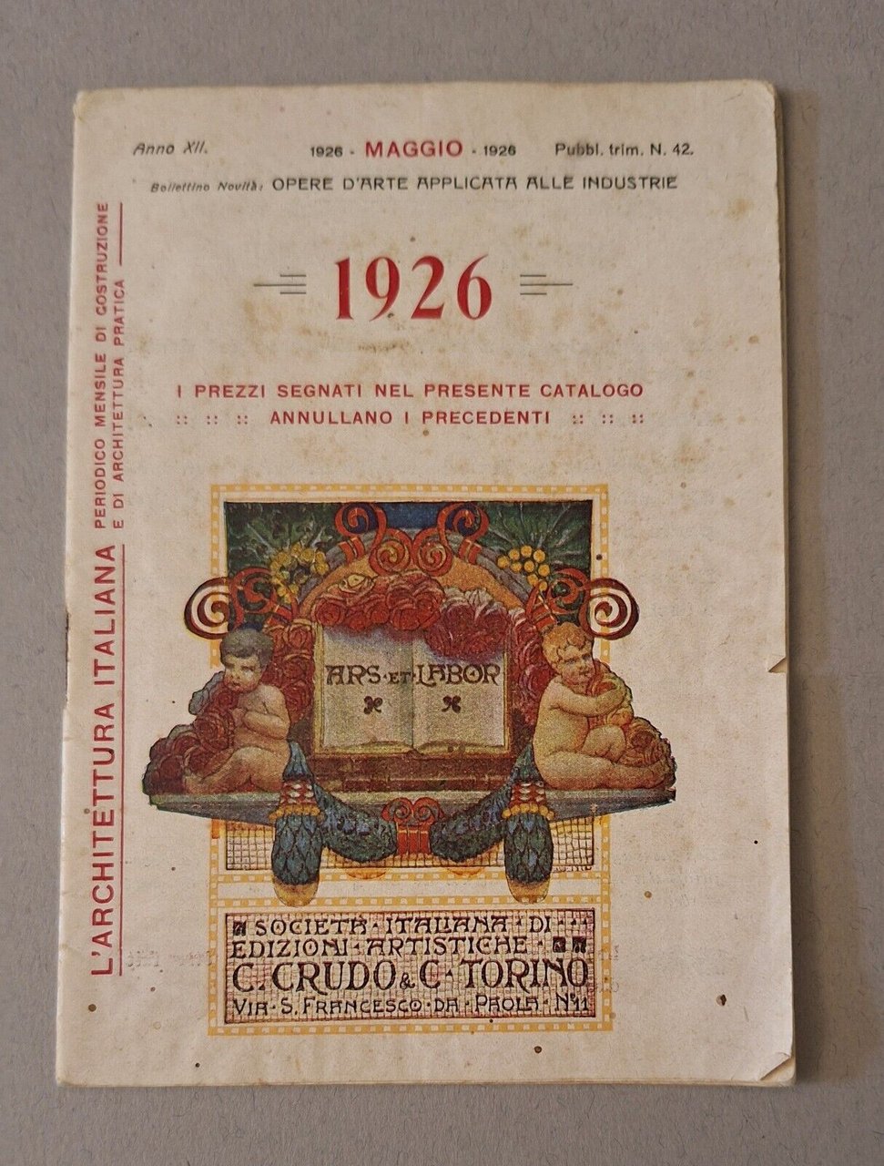 SOCIETA' ITALIANA EDIZIONI ARTISTICHE CRUDO & C. COTTO CATALOGO EDITORIALE …