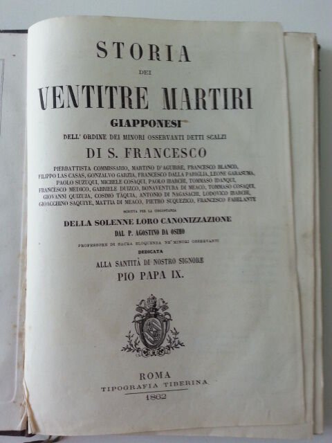 STORIA DEI VENTITRE MARTIRI GIAPPONESI P. AGOSTINO DA OSIMO TIP. …