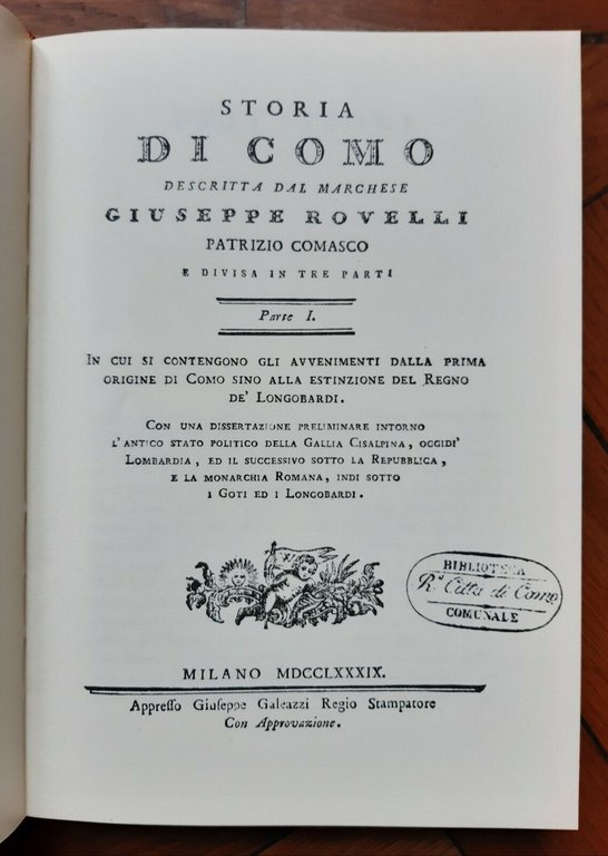 STORIA DI COMO DESCRITTA DAL MARCHESE GIUSEPPE ROVELLI LIB. MERONI …